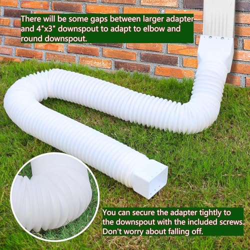 FEILAYDUN 2 Pack White Flexible Rain Gutter Downspout Extensions, Extendable from 20