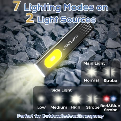Pocket Flashlight Rechargeable EDC Flashlight, 675LM£¬ Dual Light Source with 7 Modes/Red & Blue Strobe, Clip-on Light, IPX4 Magnetic LED Flashlight for Emergency, Signaling/Cycling/Outdoor