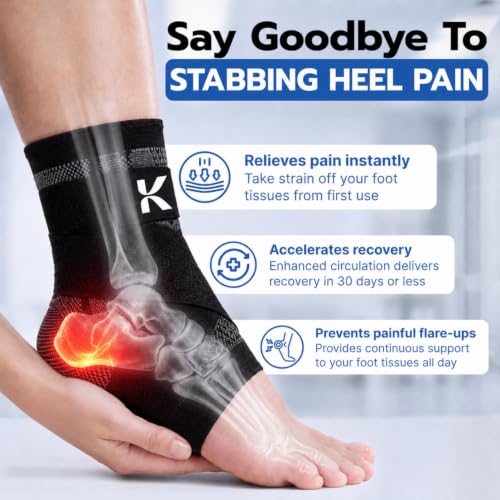 Koprez X-Large Black Plantar Fasciitis Support Sleeve for Ankle Pain Relief