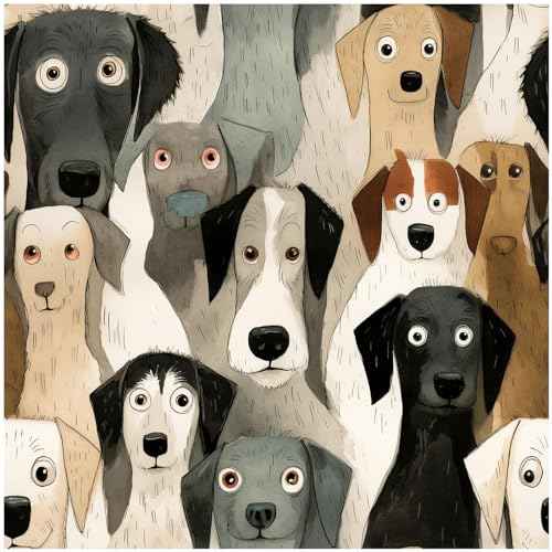 HAOKHOME Vintage Dog Wallpaper Peel and Stick Textured Black Renter Friendly Wall Paper for Bathroom Decor 17.3in x 6.6ft
