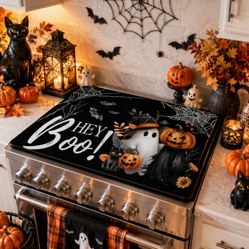 Boo Stove Top Cover 28x20 in Halloween Ghost Design for Electric Stoves
