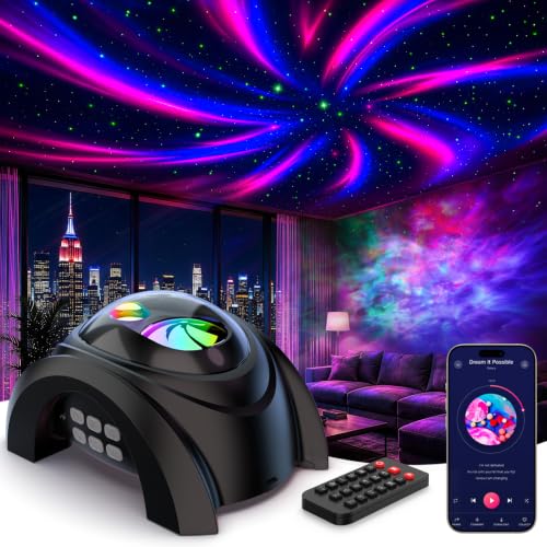 Rossetta Space Black Dual Lens Galaxy Star Projector Night Light with Aurora & Bluetooth