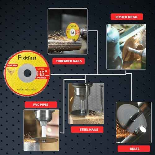 FIXLTFAST 1-1/2 Cut Off Wheels,1.5" x 1/8" Fiberglass Reinforced Metal Cutting disc for Rotary Tool Accessories Include Mandrels- 11 Pack