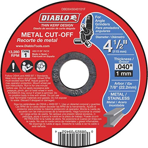 Diablo Type 27 4-1/2 In. x 1/8 In. x 7/8 In. Metal/Stainless Grinding Cut-Off Wheel