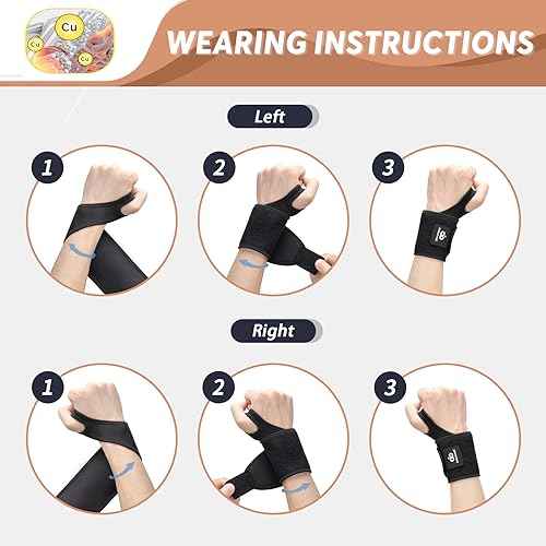 INDEEMAX Copper Carpal Tunnel Wrist Brace, 2 Pack Wrist Support Wraps for Men Women, Adjustable Compression Wrist Brace for Tendonitis, Pain Relief, Arthritis, Sports, Work, Sleeping, Both Hands,black