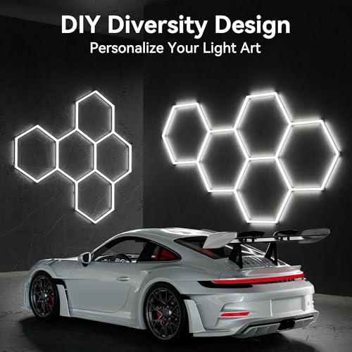 MODERN 14 HEX Hexagon Garage Light with Border 720W 86400 Lumens 6500K Bright LED Shop Light