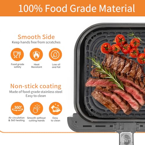Cosori 6 Qt TurboBlaze Air Fryer Crisper Plate - Square 8.9 x 8.9 in, Non-Stick, Dishwasher Safe with Rubber Bumpers (ZuKaYeHome)