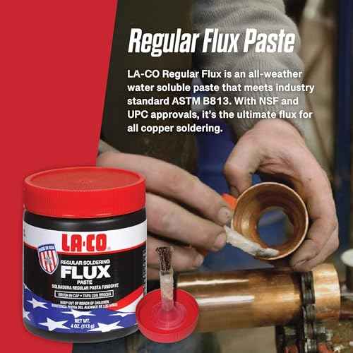 LA-CO 22194 -Water Soluble, All Weather Copper Flux Paste for Soldering, Brush in Cap, Developed for Plumbing, 4 oz, Made in USA