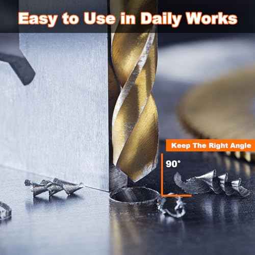 HARFINGTON Twist Drill Bit 37/64" Dia High-Speed Steel 4341 Metric Drill Bits 5.7" Overall Length with Black & Gold Oxide Coating for Drilling Hard Metals, Stainless Steel, Alloy Steel