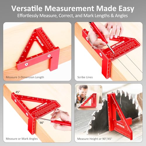 ARTYMASTER 3.8 Inch Mini 3D Multi-Angle Measuring Square with Pencil & Refills - Imperial Woodworking Tools