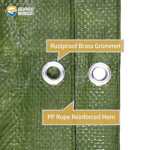 GUARD SHIELD Green 8x8 Feet Waterproof Poly Tarp Cover 5mil - Multi Purpose