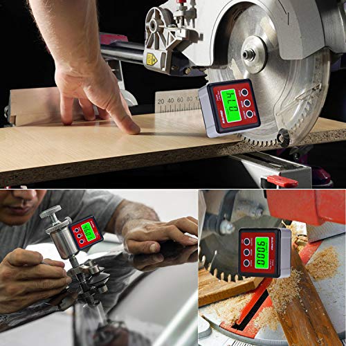 RISEPRO Digital Level Box Protractor Inclinometer with Magnets, Red - 4x90° LCD Backlit