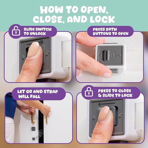 Wappa Baby Child Safety Locks 4-Pack - Adjustable Drawer & Cabinet Locks with Double Lock Option