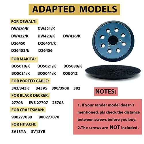 2 PCS Replacement Sander Pad for dewalt/Makita, 5 Inch Orbital Sander Replacement pad Compatible with Dewalt DW423, D26451 D26453 DW4388 and for Makita BO5010, BO5030K, BO5031K, BO5041K