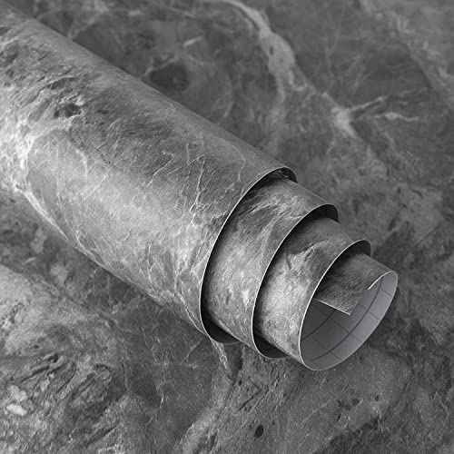 BAYYA Grey Marble Textured Wallpaper Peel and Stick Gray Granite Countertop Contact Paper Matte Thicken 16x79 inch Waterproof Adhesive DIY Wall Stickers Vinyl Decorative Film for Kitchen Bathroom