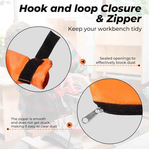 2 PCS Large Capacity Miter Saw Scraps Collector Bag with PVC Transparent Window,Universal Collector Bag for 255 Miter Saw, Scraps Collector Bags for Collecting Wood Chips,Particles from Miter Saws