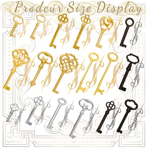 18 Pack Universal Skeleton Keys for Antique Furniture Locks - High-Quality Zinc Alloy