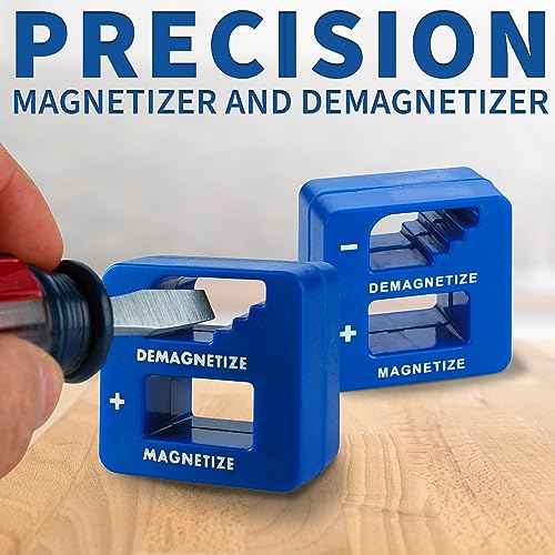 Demagnetizer and Magnetizer - Blue - for Screwdrivers Tips, Bits, and Small Tools, Large or Big Screws, Drills, Drill Bits, Sockets, Nuts, Bolts, Nails and Precision Construction Tools