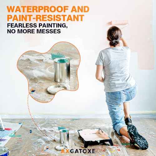 12 x 9 Ft Plastic Drop Cloths (6-Pack) - Disposable Painter's Sheeting & Tarps for Painting, Waterproof Furniture/Couch/Floor Protection