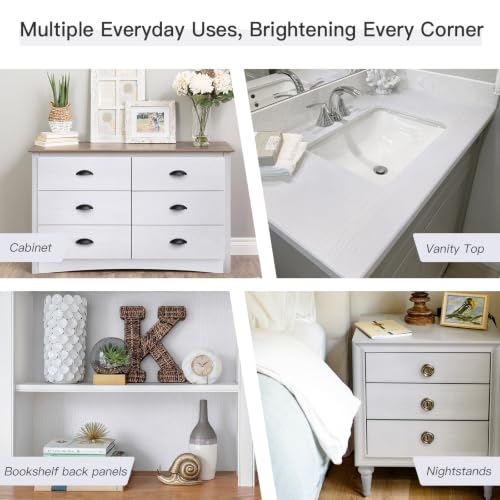 Heroad White Wood Grain Contact Paper - Peel & Stick Vinyl for Cabinets & Surfaces, 17.5" x 78.7"
