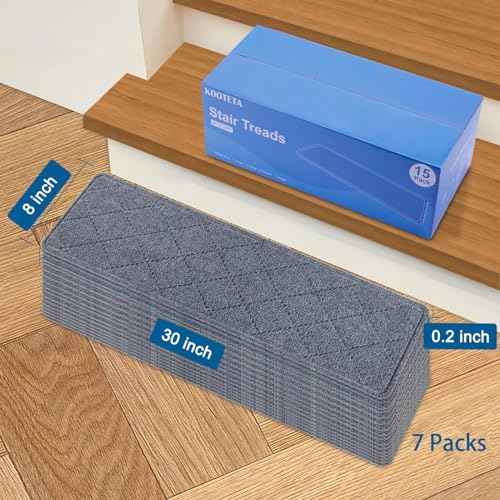 Stair Treads for Wooden Steps Indoor, 15 Pack 8" X 30" Non Slip Carpet Stair Treads with Reusable Adhesive for Kids Elders and Dogs, Surface Polyester TPR Backing Stair Runner Rugs, Dark Grey