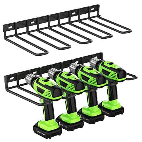 2 Pack Power Tool Organzier Wall Mount, Thicked Heavy Duty Drill Holder, Drill Storage Rack Organizer for Dewalt Milwaukee Ryobi Cordless Tools