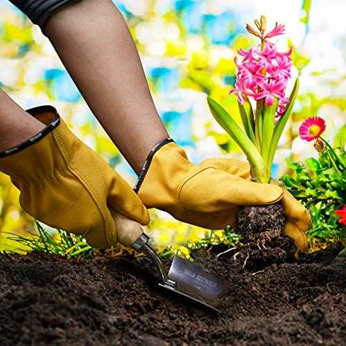 ANDANDA Work Gloves, Industrial Grade Leather Safety Work Gloves, Gardening Gloves with Elastic Wrist Closure and Soft Lining