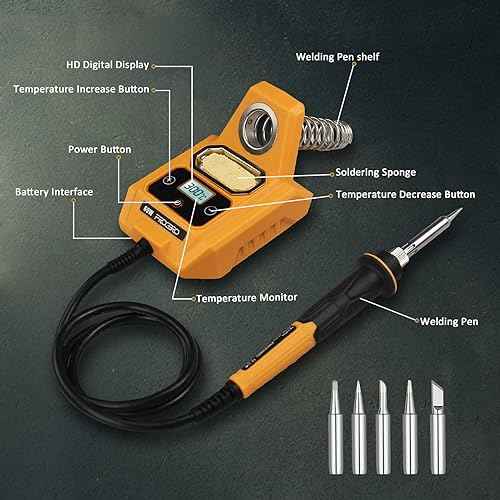 FrogBro Battery Soldering Iron Station for Dewalt 20V Max, Adjustable Temperature 212-932¢µ, Portable Cordless Soldering Iron with 6 Tips & Digital Display for DIY Repair(Battery Not Included)