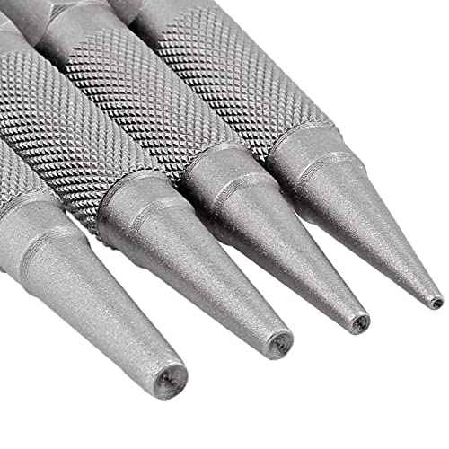 4pcs Nail Setter Punch, 1/32 1/16 3/32 1/8 Inch Center Punch Set, Nail Punch Kit Nail Driver Tool