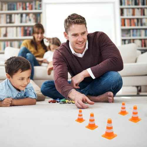 30Pcs Mini Traffic Cones, 1in Mini Cones Roadblock Construction Signs, Tiny Traffic Toys Training Scene Roadblocks, Multifunctional Building Theme Party Sports Activity Models