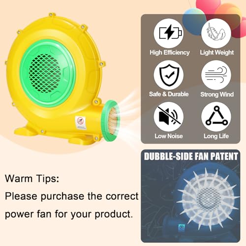 ZAFIED 550W/0.74HP Commercial Bounce House Blower with Double-Sided Fan - Fast Inflation for Inflatable Castles and Slides