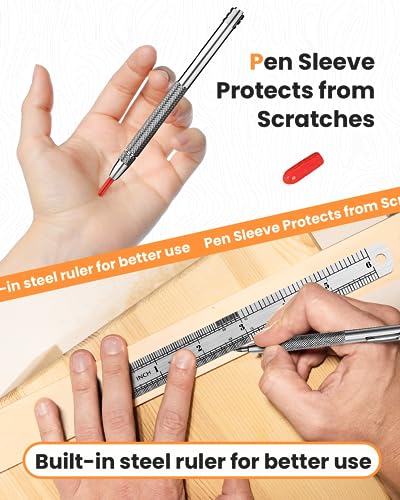Tungsten Carbide Scriber, Knurled Aluminum Handle, 4-Pack with Bonus