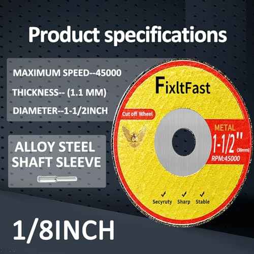 FIXLTFAST 1-1/2 Cut Off Wheels,1.5" x 1/8" Fiberglass Reinforced Metal Cutting disc for Rotary Tool Accessories Include Mandrels- 11 Pack