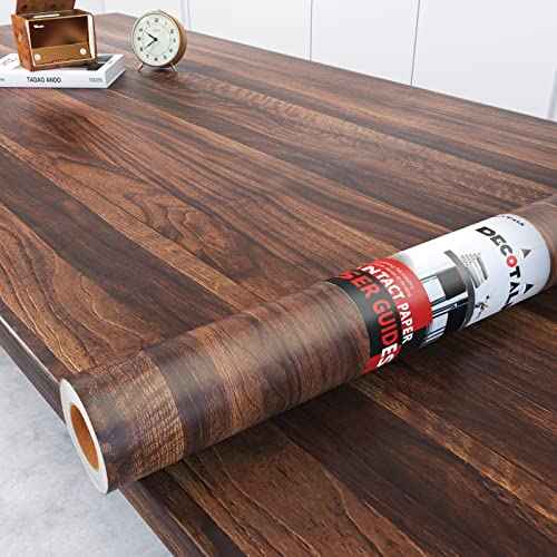 Decotalk 3ft X 16.4ft Large Walnut Wood Grain Contact Paper Peel and Stick Woodgrain Countertop Contact Paper Waterproof Wood Vinyl Wrap Peel and Stick Woodgrain Wallpaper Vinyl Wrap WoodLook