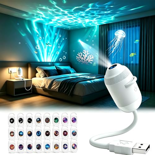 Finndeen 24pc HD 5D Holographic Night Light Projector with Galaxy & Ocean Scenes
