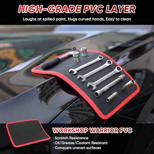 ?Arcomin 3PC Flexible Magnetic Tool Mat & Tray Holder - Magnetic Tool Tray, Flexible Magnetic Mat, PVC & Non-Slip for Garage Workshop, Auto Repair Tools (12.8x9.8/12.6x4/6.3x5.3in)