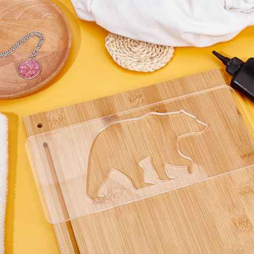 BENECREAT Acrylic Bear Router Template, Clear Router Inlay Template for Woodworking and Craft, Transparent Acrylic Template for Student Painting Supplies, Craft Projects (12¡¿5Inch)