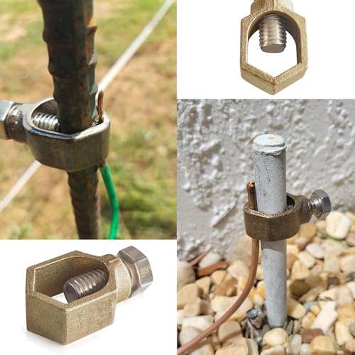 2pcs Copper Ground Rod Clamp for 1/2''-5/8'' Grounding Rods - Solderless Connection