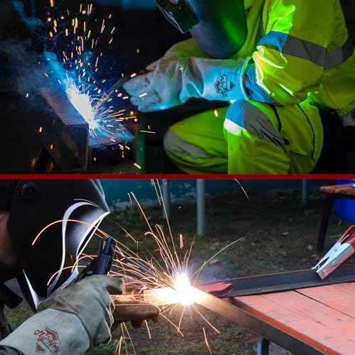 Leather Welding Gloves for Men or Women, Fire and Heat Resistant gloves for Stick,Tig,Mig,Fireplace,BBQ,Oven,Grill,Wood Stove,Animal Handling Gloves,Bite Proof for Cat or Dogs,Welders Gifts