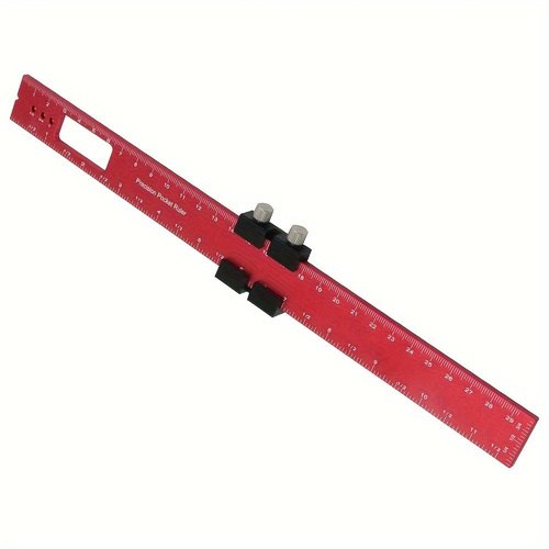 Precision Pocket Rule Metal Slide Stop Marking Ruler Metric Inch Measuring Working Scribing Measure Tools - Aluminum Alloy-300mm