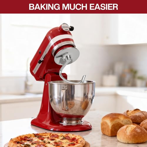 Mttobo Stainless Steel Dough Hook for KitchenAid 4.5–5 Qt Tilt-Head Mixers (K45DH) – Dishwasher Safe, Heavy-Duty Replacement
