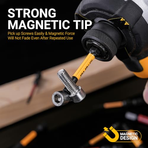 TGFTGF 24-Piece Impact Hex Allen Wrench Drill Bit Set, 2-Inch, Metric & SAE, S2 Steel, Magnetic, Color-Coded, Automotive & Home Use
