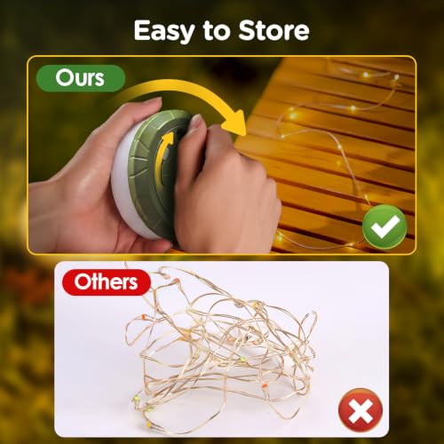 OGERY Green Camping String Lights 4-in-1, 32.8FT with 8 Modes, Portable & Waterproof