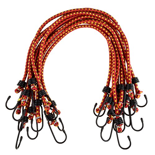 Stalwart 24-Inch Bungee Cords with Hooks - 10 Pack, Heavy Duty Outdoor Use
