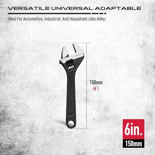 SEDY 6-Inch Adjustable Wrench, Black Oxide Finish Wide Jaw Spanner with Inch/Metric Scale, Premium Drop Forged Steel for Automotive Plumbing and Household Repairs