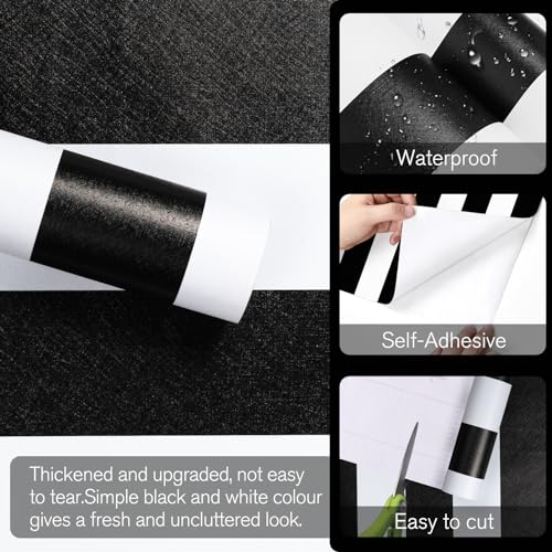 Qianglive Black and White Striped Peel and Stick Wallpaper 17.3x120