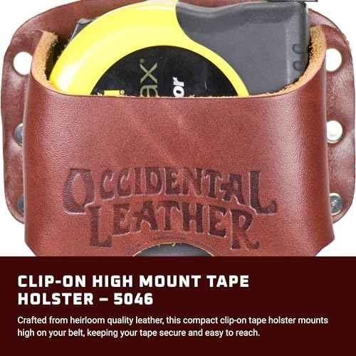 Occidental Leather Clip-On Tape Holster - Holds Up to a 30¡¯ Tape or 25¡¯ FatMax - Proprietary Steel Clip - Heirloom Quality Leather - Made in USA