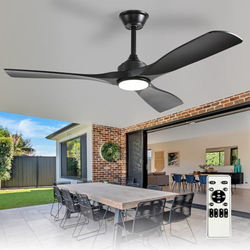Depuley Black 52-Inch Ceiling Fan with Light, Remote, 6-Speed, Reversible for Indoor & Outdoor Patios