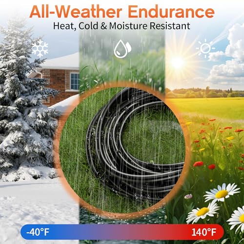 Black 50FT Outdoor Extension Cord with Multiple Outlets & Indicator Light