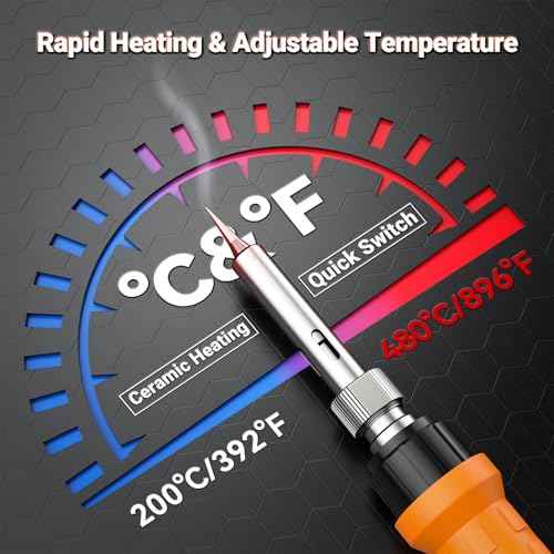 Preciva Cordless Soldering Station for Dewalt 20V Max Battery, 5 Soldering Iron Tips, 1-8 minutes Auto Sleep, Heat Control up to 896¡ÆF, ¨¬C/¨¬F Conversion, Removable Dross Pool (Battery Not Included)